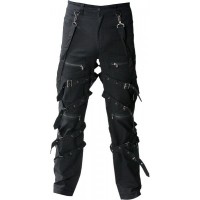 Black Black Gothic Pants with Straps Details 